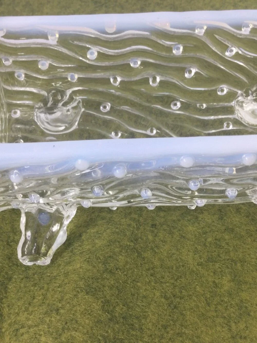 Vintage Fenton Northwood Log Clear White Texture Glass Butter Dish Footed 5